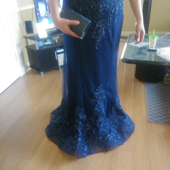 Jovani Evening Dress Navy Blue - Picture 3 of 8